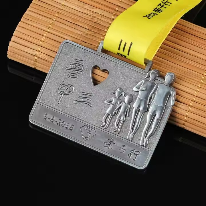 Custom Triathlon Medal with Running, Swimming & Cycling Icons