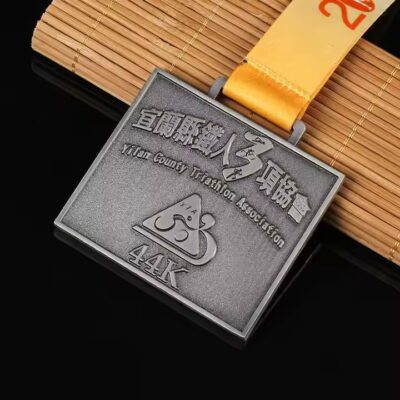 Custom Triathlon Medal with Running, Swimming & Cycling Icons