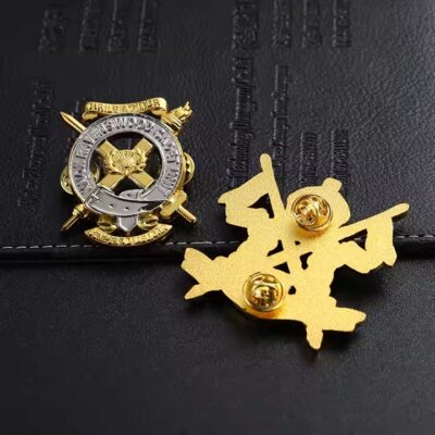 Custom 3D Dual-Tone Gold Plated Die-Cast Metal Badge for Uniforms