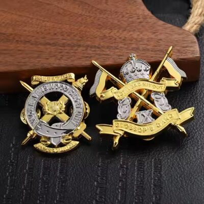 Custom 3D Dual-Tone Gold Plated Die-Cast Metal Badge for Uniforms
