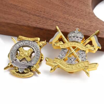 Custom 3D Dual-Tone Gold Plated Die-Cast Metal Badge for Uniforms
