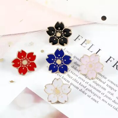 Elegant rose enamel metal pin with beautiful woman design