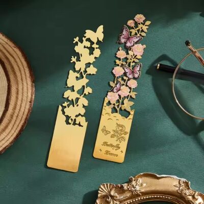 Vintage butterfly floral metal bookmark with intricate design and antique finish