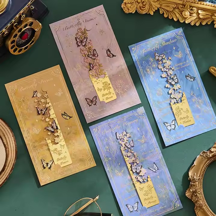 Vintage butterfly floral metal bookmark with intricate design and antique finish