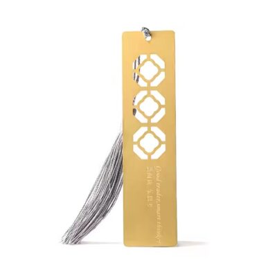 Student metal bookmark with colorful tassel and custom design