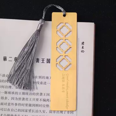 Student metal bookmark with colorful tassel and custom design