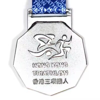 3D Gold Marathon Medal with Embossed Running Design