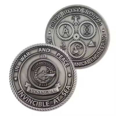 Antique custom challenge coin with embossed design