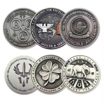 Antique custom challenge coin with embossed design