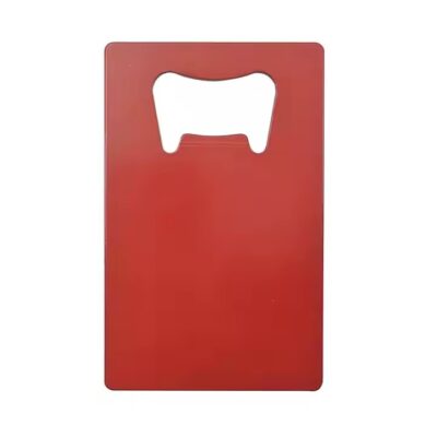 Portable credit card-style metal bottle opener for custom branding