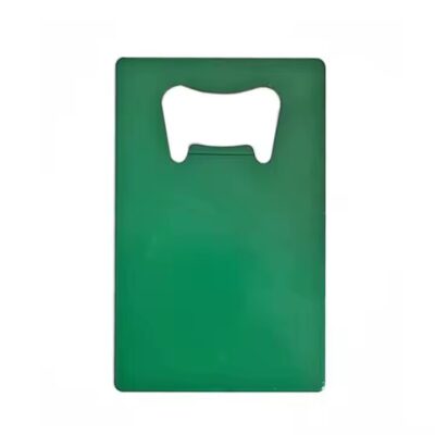 Portable credit card-style metal bottle opener for custom branding