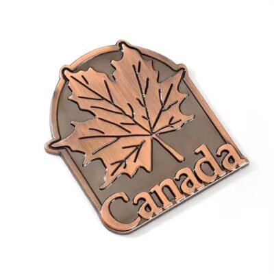 Canada souvenir 3D metal fridge magnet with iconic maple leaf design