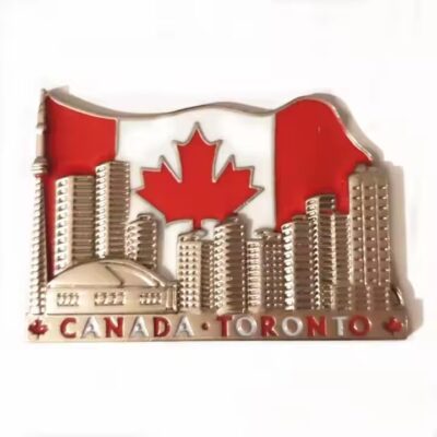Canada souvenir 3D metal fridge magnet with iconic maple leaf design