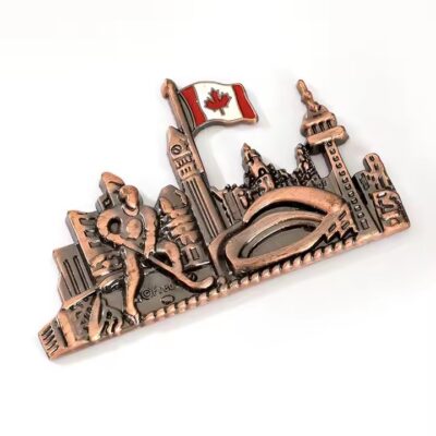 Canada souvenir 3D metal fridge magnet with iconic maple leaf design