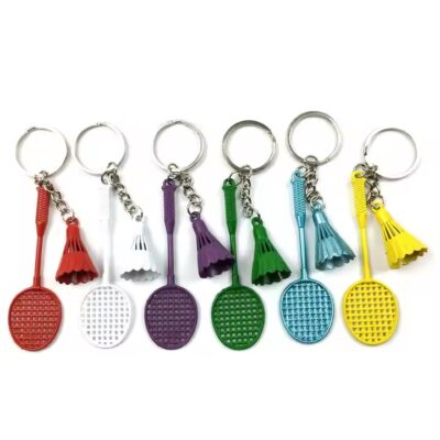 3D Mini Badminton Metal Keychain Cute Sports Gift