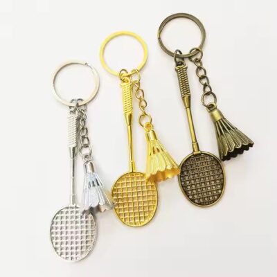 3D Mini Badminton Metal Keychain Cute Sports Gift