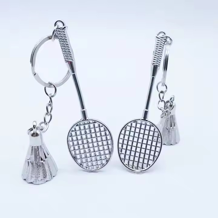 3D Mini Badminton Metal Keychain Cute Sports Gift