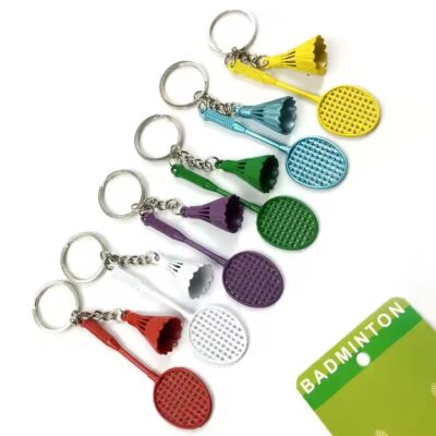 3D Mini Badminton Metal Keychain Cute Sports Gift