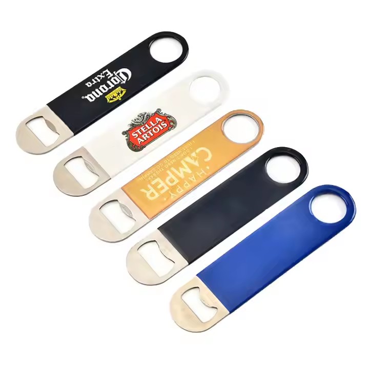 Custom high-quality double-hole flat metal bottle opener