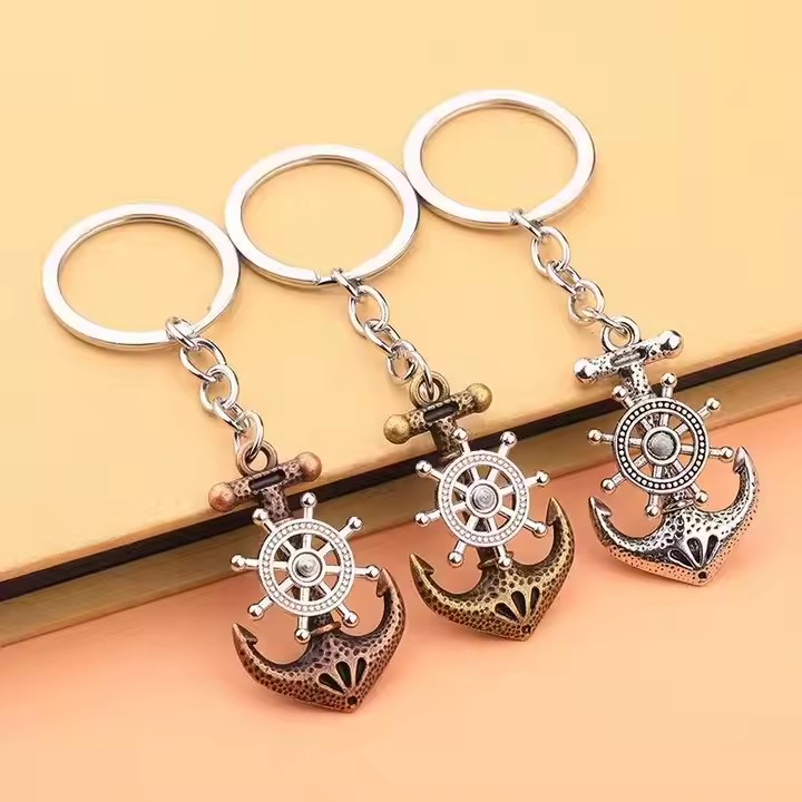 Rotating Anchor Nautical Metal Keychain