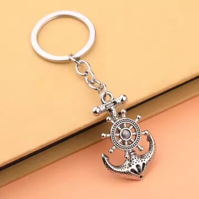Rotating Anchor Nautical Metal Keychain