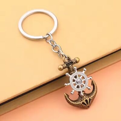Rotating Anchor Nautical Metal Keychain