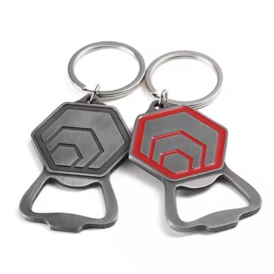 Minimalist bar-style metal bottle opener with custom branding