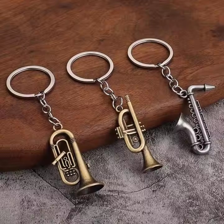 Mini Vintage Saxophone Metal Keychain