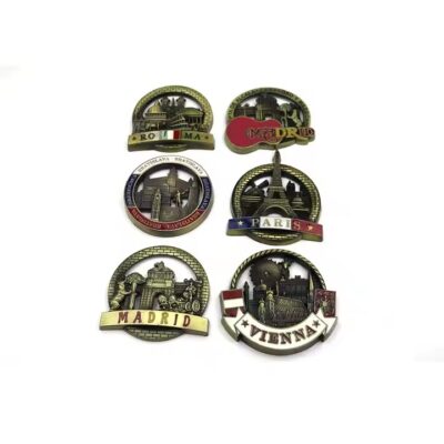 Personalized travel souvenir metal fridge magnet with custom scenic design
