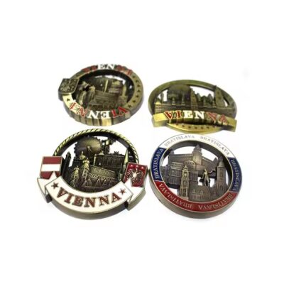Personalized travel souvenir metal fridge magnet with custom scenic design