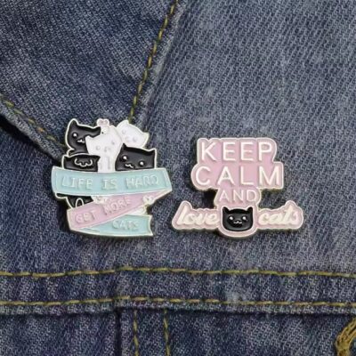 Funny animal-themed cute cat enamel pin