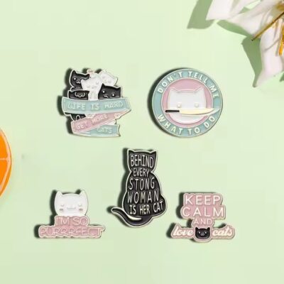 Funny animal-themed cute cat enamel pin