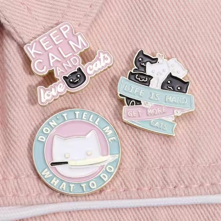 Funny animal-themed cute cat enamel pin
