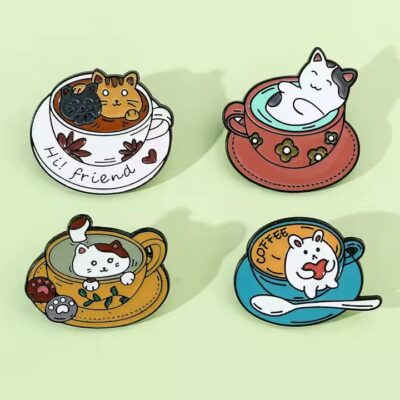 Anime enamel metal lapel pin with cartoon design