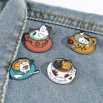 Anime enamel metal lapel pin with cartoon design