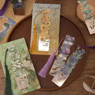 Oil painting style vintage metal bookmark with antique design