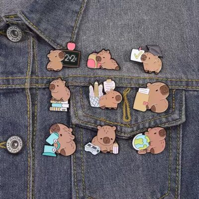 Cute cartoon animal enamel metal lapel pin