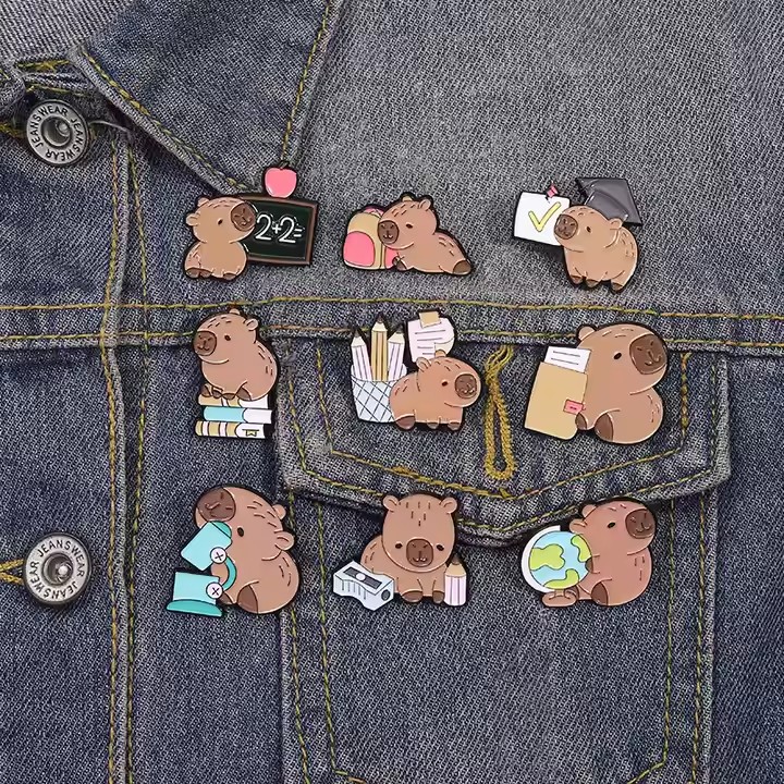 Cute cartoon animal enamel metal lapel pin