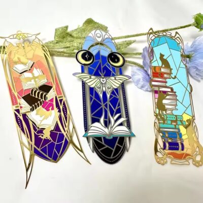 Soft enamel colorful metal bookmark with custom shape and vibrant colors