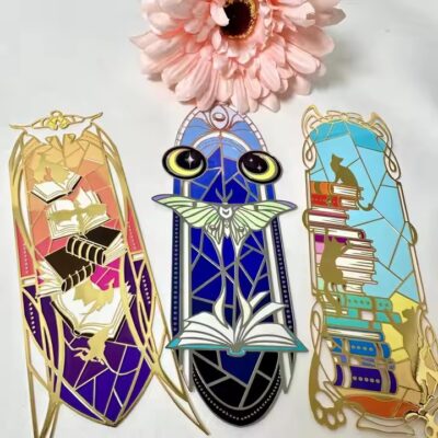 Soft enamel colorful metal bookmark with custom shape and vibrant colors