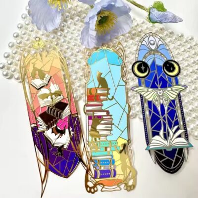 Soft enamel colorful metal bookmark with custom shape and vibrant colors