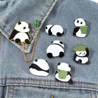 Cute animal enamel metal lapel pin with cartoon design