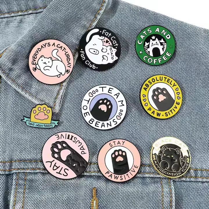 Cute animal enamel metal lapel pin with cartoon design