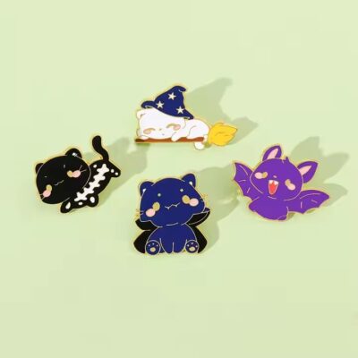 Cute animal enamel metal lapel pin with cartoon design