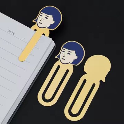 Cute cartoon enamel brass bookmark in custom shape with vivid colors