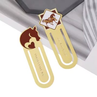 Cute cartoon enamel brass bookmark in custom shape with vivid colors