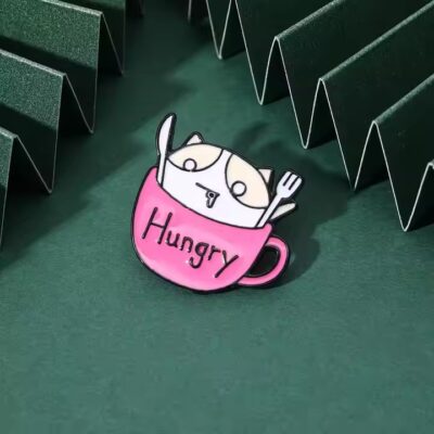 Cute coffee cup cat enamel metal lapel pin