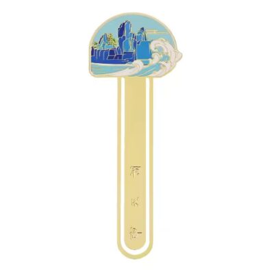 Scenic souvenir custom metal bookmark with colorful landscape design