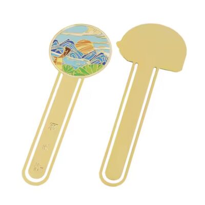 Scenic souvenir custom metal bookmark with colorful landscape design