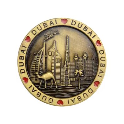 Personalized vintage metal fridge magnet with custom logo design